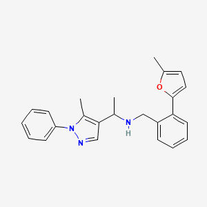 molecular formula C24H25N3O B3812819 N-[2-(5-methyl-2-furyl)benzyl]-1-(5-methyl-1-phenyl-1H-pyrazol-4-yl)ethanamine 