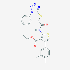 ethyl 4-(3,4-dimethylphenyl)-2-({[(1-phenyl-1H-tetraazol-5-yl)sulfanyl]acetyl}amino)-3-thiophenecarboxylate