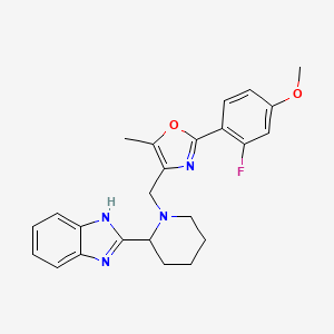 molecular formula C24H25FN4O2 B3812830 2-(1-{[2-(2-fluoro-4-methoxyphenyl)-5-methyl-1,3-oxazol-4-yl]methyl}-2-piperidinyl)-1H-benzimidazole 