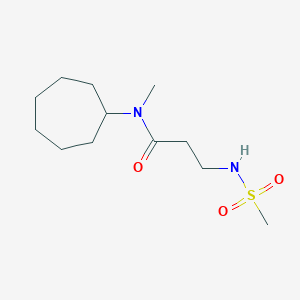 molecular formula C12H24N2O3S B3812857 N~1~-cycloheptyl-N~1~-methyl-N~3~-(methylsulfonyl)-beta-alaninamide 