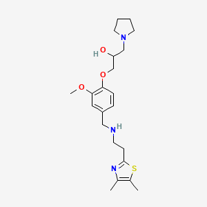 molecular formula C22H33N3O3S B3812863 1-[4-({[2-(4,5-dimethyl-1,3-thiazol-2-yl)ethyl]amino}methyl)-2-methoxyphenoxy]-3-(1-pyrrolidinyl)-2-propanol 