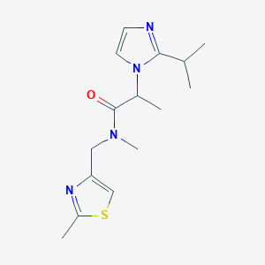molecular formula C15H22N4OS B3812871 2-(2-isopropyl-1H-imidazol-1-yl)-N-methyl-N-[(2-methyl-1,3-thiazol-4-yl)methyl]propanamide 