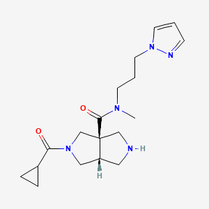 molecular formula C18H27N5O2 B3812874 (3aR*,6aR*)-2-(cyclopropylcarbonyl)-N-methyl-N-[3-(1H-pyrazol-1-yl)propyl]hexahydropyrrolo[3,4-c]pyrrole-3a(1H)-carboxamide 