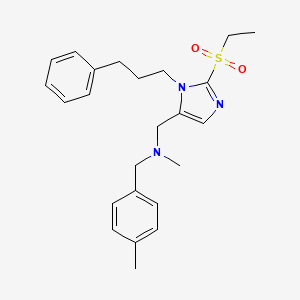 molecular formula C24H31N3O2S B3812884 1-[2-(ethylsulfonyl)-1-(3-phenylpropyl)-1H-imidazol-5-yl]-N-methyl-N-(4-methylbenzyl)methanamine 