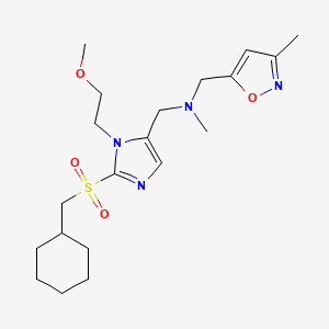 molecular formula C20H32N4O4S B3812914 1-[2-[(cyclohexylmethyl)sulfonyl]-1-(2-methoxyethyl)-1H-imidazol-5-yl]-N-methyl-N-[(3-methyl-5-isoxazolyl)methyl]methanamine 