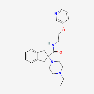 molecular formula C23H30N4O2 B3812954 2-(4-ethyl-1-piperazinyl)-N-[2-(3-pyridinyloxy)ethyl]-2-indanecarboxamide 