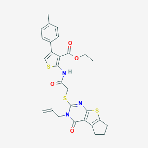 ethyl 2-({[(3-allyl-4-oxo-3,5,6,7-tetrahydro-4H-cyclopenta[4,5]thieno[2,3-d]pyrimidin-2-yl)sulfanyl]acetyl}amino)-4-(4-methylphenyl)-3-thiophenecarboxylate