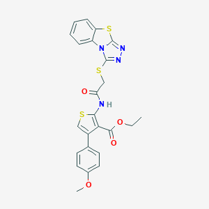 Ethyl 4-(4-methoxyphenyl)-2-{[([1,2,4]triazolo[3,4-b][1,3]benzothiazol-3-ylsulfanyl)acetyl]amino}-3-thiophenecarboxylate