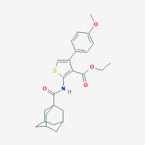 molecular formula C25H29NO4S B381299 Ethyl 2-(adamantanylcarbonylamino)-4-(4-methoxyphenyl)thiophene-3-carboxylate CAS No. 379245-39-3