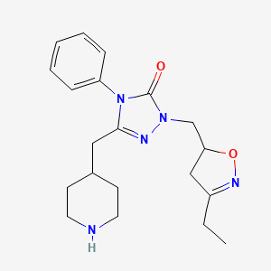 molecular formula C20H27N5O2 B3812993 2-[(3-ethyl-4,5-dihydro-5-isoxazolyl)methyl]-4-phenyl-5-(4-piperidinylmethyl)-2,4-dihydro-3H-1,2,4-triazol-3-one hydrochloride 