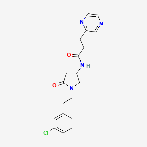 molecular formula C19H21ClN4O2 B3812997 N-{1-[2-(3-chlorophenyl)ethyl]-5-oxo-3-pyrrolidinyl}-3-(2-pyrazinyl)propanamide 