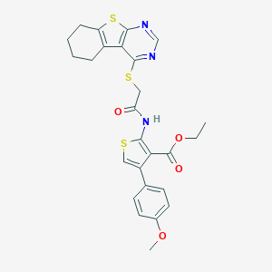 Ethyl 4-(4-methoxyphenyl)-2-{[(5,6,7,8-tetrahydro[1]benzothieno[2,3-d]pyrimidin-4-ylsulfanyl)acetyl]amino}-3-thiophenecarboxylate