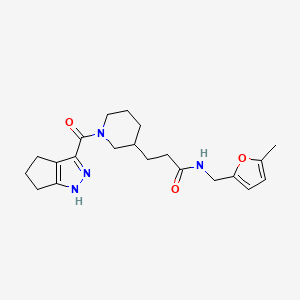 molecular formula C21H28N4O3 B3813011 N-[(5-methyl-2-furyl)methyl]-3-[1-(1,4,5,6-tetrahydrocyclopenta[c]pyrazol-3-ylcarbonyl)-3-piperidinyl]propanamide 