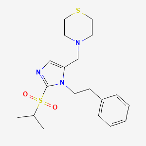 molecular formula C19H27N3O2S2 B3813049 4-{[2-(isopropylsulfonyl)-1-(2-phenylethyl)-1H-imidazol-5-yl]methyl}thiomorpholine 