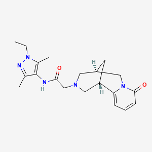 molecular formula C20H27N5O2 B3813070 N-(1-ethyl-3,5-dimethyl-1H-pyrazol-4-yl)-2-[(1S,5R)-8-oxo-1,5,6,8-tetrahydro-2H-1,5-methanopyrido[1,2-a][1,5]diazocin-3(4H)-yl]acetamide 