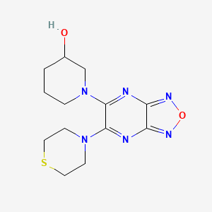 molecular formula C13H18N6O2S B3813080 1-[6-(4-thiomorpholinyl)[1,2,5]oxadiazolo[3,4-b]pyrazin-5-yl]-3-piperidinol 