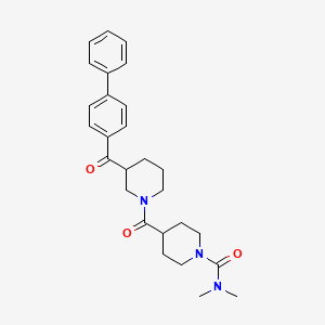 molecular formula C27H33N3O3 B3813082 4-{[3-(4-biphenylylcarbonyl)-1-piperidinyl]carbonyl}-N,N-dimethyl-1-piperidinecarboxamide 