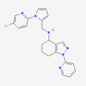 molecular formula C22H21ClN6 B3813084 N-{[1-(5-chloro-2-pyridinyl)-1H-pyrrol-2-yl]methyl}-1-(2-pyridinyl)-4,5,6,7-tetrahydro-1H-indazol-4-amine 