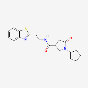 molecular formula C19H23N3O2S B3813096 N-[2-(1,3-benzothiazol-2-yl)ethyl]-1-cyclopentyl-5-oxo-3-pyrrolidinecarboxamide 