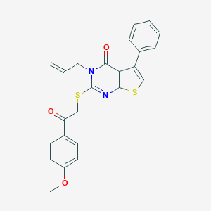 molecular formula C24H20N2O3S2 B381311 2-[2-(4-Methoxyphenyl)-2-oxoethyl]sulfanyl-5-phenyl-3-prop-2-enylthieno[2,3-d]pyrimidin-4-one CAS No. 315710-44-2