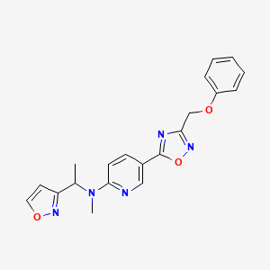 molecular formula C20H19N5O3 B3813114 N-[1-(3-isoxazolyl)ethyl]-N-methyl-5-[3-(phenoxymethyl)-1,2,4-oxadiazol-5-yl]-2-pyridinamine 