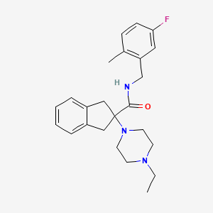 molecular formula C24H30FN3O B3813128 2-(4-ethyl-1-piperazinyl)-N-(5-fluoro-2-methylbenzyl)-2-indanecarboxamide 