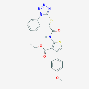 ethyl 4-(4-methoxyphenyl)-2-({[(1-phenyl-1H-tetraazol-5-yl)sulfanyl]acetyl}amino)-3-thiophenecarboxylate