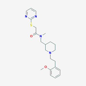 molecular formula C22H30N4O2S B3813147 N-({1-[2-(2-methoxyphenyl)ethyl]-3-piperidinyl}methyl)-N-methyl-2-(2-pyrimidinylthio)acetamide 