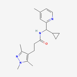 molecular formula C19H26N4O B3813151 N-[cyclopropyl(4-methylpyridin-2-yl)methyl]-3-(1,3,5-trimethyl-1H-pyrazol-4-yl)propanamide 