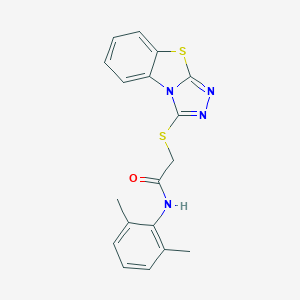 molecular formula C18H16N4OS2 B381316 N-(2,6-dimethylphenyl)-2-([1,2,4]triazolo[3,4-b][1,3]benzothiazol-3-ylsulfanyl)acetamide 
