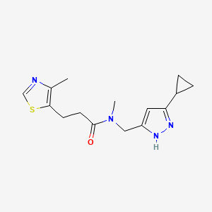 molecular formula C15H20N4OS B3813164 N-[(5-cyclopropyl-1H-pyrazol-3-yl)methyl]-N-methyl-3-(4-methyl-1,3-thiazol-5-yl)propanamide 
