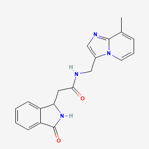 molecular formula C19H18N4O2 B3813165 N-[(8-methylimidazo[1,2-a]pyridin-3-yl)methyl]-2-(3-oxo-2,3-dihydro-1H-isoindol-1-yl)acetamide 