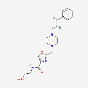 molecular formula C21H28N4O3 B3813179 N-(2-methoxyethyl)-2-({4-[(2E)-3-phenyl-2-propen-1-yl]-1-piperazinyl}methyl)-1,3-oxazole-4-carboxamide 