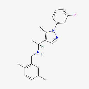 molecular formula C21H24FN3 B3813196 (2,5-dimethylbenzyl){1-[1-(3-fluorophenyl)-5-methyl-1H-pyrazol-4-yl]ethyl}amine 