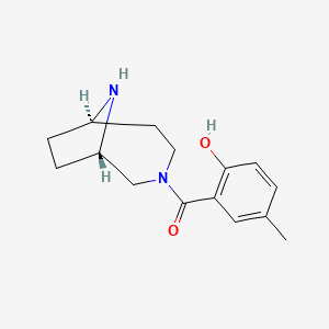 molecular formula C15H20N2O2 B3813205 2-[rel-(1S,6R)-3,9-diazabicyclo[4.2.1]non-3-ylcarbonyl]-4-methylphenol hydrochloride 