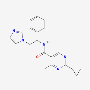 2-cyclopropyl-N-[2-(1H-imidazol-1-yl)-1-phenylethyl]-4-methylpyrimidine-5-carboxamide