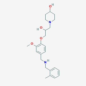 molecular formula C24H34N2O4 B3813238 1-[2-hydroxy-3-(2-methoxy-4-{[(2-methylbenzyl)amino]methyl}phenoxy)propyl]-4-piperidinol 