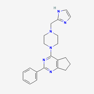 molecular formula C21H24N6 B3813245 4-[4-(1H-imidazol-2-ylmethyl)-1-piperazinyl]-2-phenyl-6,7-dihydro-5H-cyclopenta[d]pyrimidine 