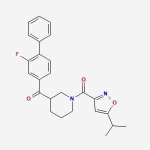molecular formula C25H25FN2O3 B3813259 (2-fluoro-4-biphenylyl){1-[(5-isopropyl-3-isoxazolyl)carbonyl]-3-piperidinyl}methanone 