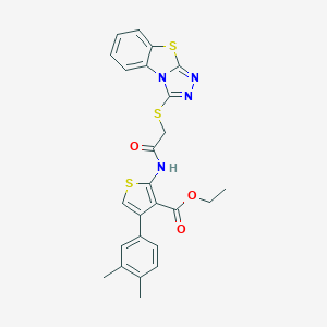 Ethyl 4-(3,4-dimethylphenyl)-2-{[([1,2,4]triazolo[3,4-b][1,3]benzothiazol-3-ylsulfanyl)acetyl]amino}-3-thiophenecarboxylate