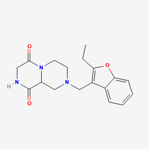 molecular formula C18H21N3O3 B3813268 8-[(2-ethyl-1-benzofuran-3-yl)methyl]tetrahydro-2H-pyrazino[1,2-a]pyrazine-1,4(3H,6H)-dione 