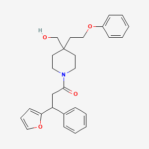molecular formula C27H31NO4 B3813271 [1-[3-(2-furyl)-3-phenylpropanoyl]-4-(2-phenoxyethyl)-4-piperidinyl]methanol 