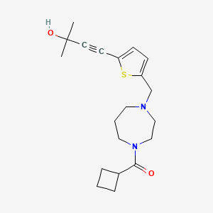 molecular formula C20H28N2O2S B3813278 4-(5-{[4-(cyclobutylcarbonyl)-1,4-diazepan-1-yl]methyl}-2-thienyl)-2-methylbut-3-yn-2-ol 