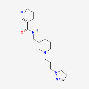 molecular formula C18H25N5O B3813300 N-({1-[3-(1H-pyrazol-1-yl)propyl]-3-piperidinyl}methyl)nicotinamide 