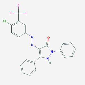 molecular formula C22H14ClF3N4O B381331 (Z)-4-(2-(4-chloro-3-(trifluoromethyl)phenyl)hydrazono)-1,3-diphenyl-1H-pyrazol-5(4H)-one CAS No. 315691-61-3