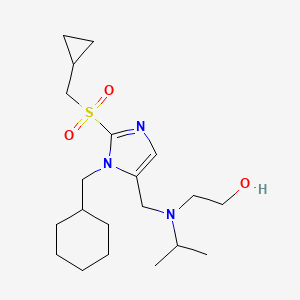 molecular formula C20H35N3O3S B3813319 2-[({1-(cyclohexylmethyl)-2-[(cyclopropylmethyl)sulfonyl]-1H-imidazol-5-yl}methyl)(isopropyl)amino]ethanol 