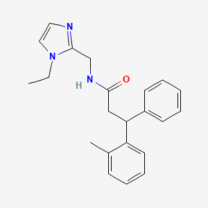 molecular formula C22H25N3O B3813327 N-[(1-ethyl-1H-imidazol-2-yl)methyl]-3-(2-methylphenyl)-3-phenylpropanamide 