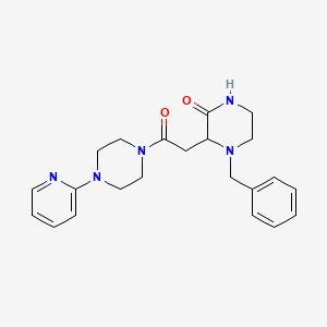 molecular formula C22H27N5O2 B3813333 4-benzyl-3-{2-oxo-2-[4-(2-pyridinyl)-1-piperazinyl]ethyl}-2-piperazinone 