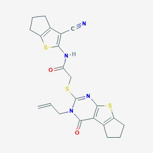 2-[(3-allyl-4-oxo-3,5,6,7-tetrahydro-4H-cyclopenta[4,5]thieno[2,3-d]pyrimidin-2-yl)sulfanyl]-N-(3-cyano-5,6-dihydro-4H-cyclopenta[b]thien-2-yl)acetamide