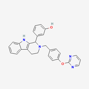 molecular formula C28H24N4O2 B3813363 3-{2-[4-(2-pyrimidinyloxy)benzyl]-2,3,4,9-tetrahydro-1H-beta-carbolin-1-yl}phenol 
